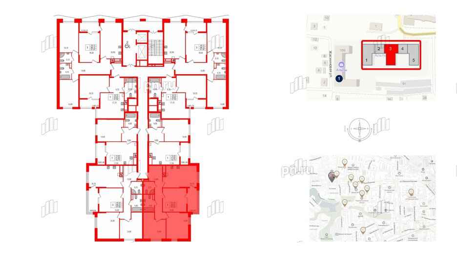 Квартира в ЖК «Альпы», 3 комнатная, 87.9 м², 4 этаж