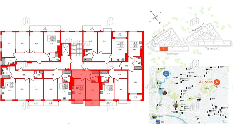 Квартира в ЖК «АЭРО», 1 комнатная, 40.2 м², 7 этаж