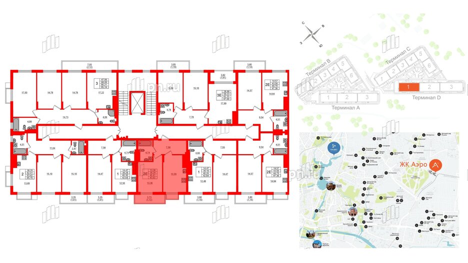 Квартира в ЖК «АЭРО», 1 комнатная, 40.41 м², 7 этаж