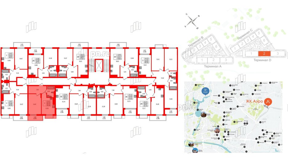 Квартира в ЖК «АЭРО», 1 комнатная, 40.15 м², 7 этаж