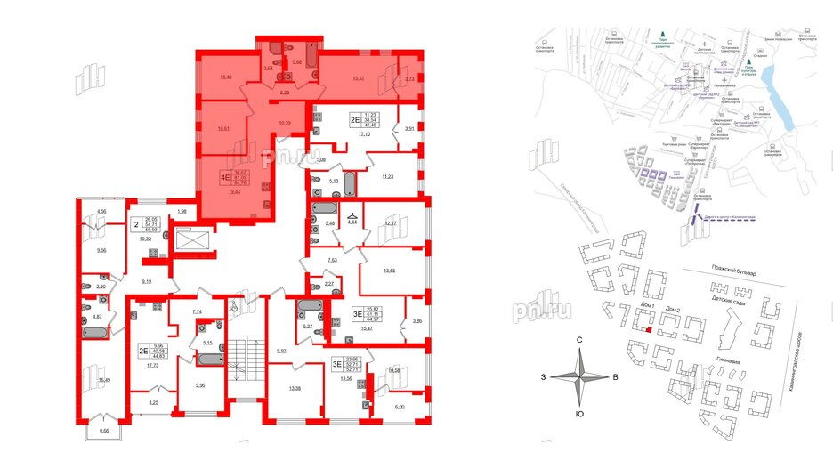 Квартира в ЖК «Включи», 3 комнатная, 84.78 м², 3 этаж