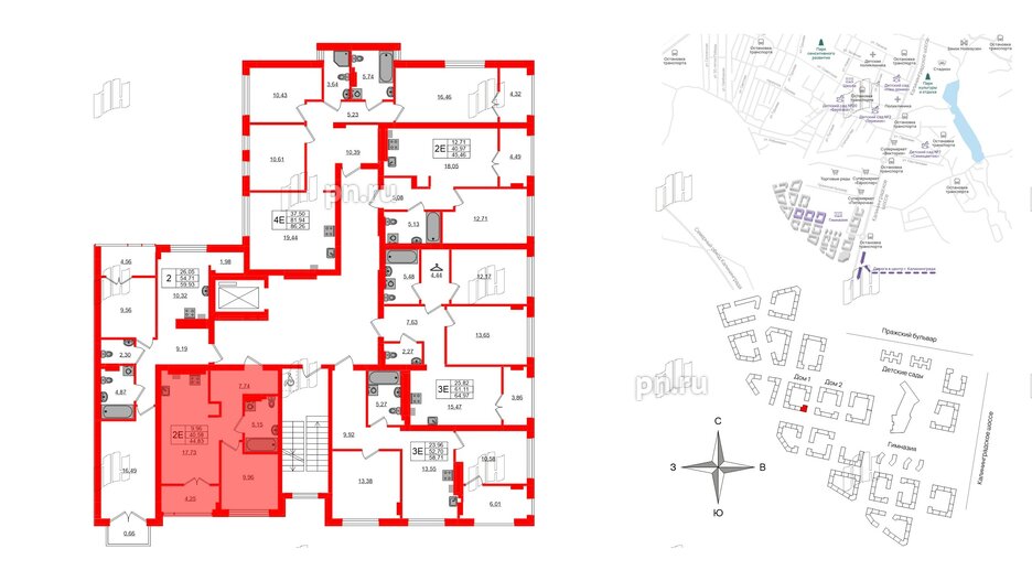 Квартира в ЖК «Включи», 1 комнатная, 44.83 м², 7 этаж