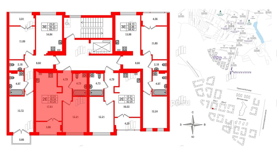 Квартира в ЖК «Включи», 1 комнатная, 43.2 м², 4 этаж