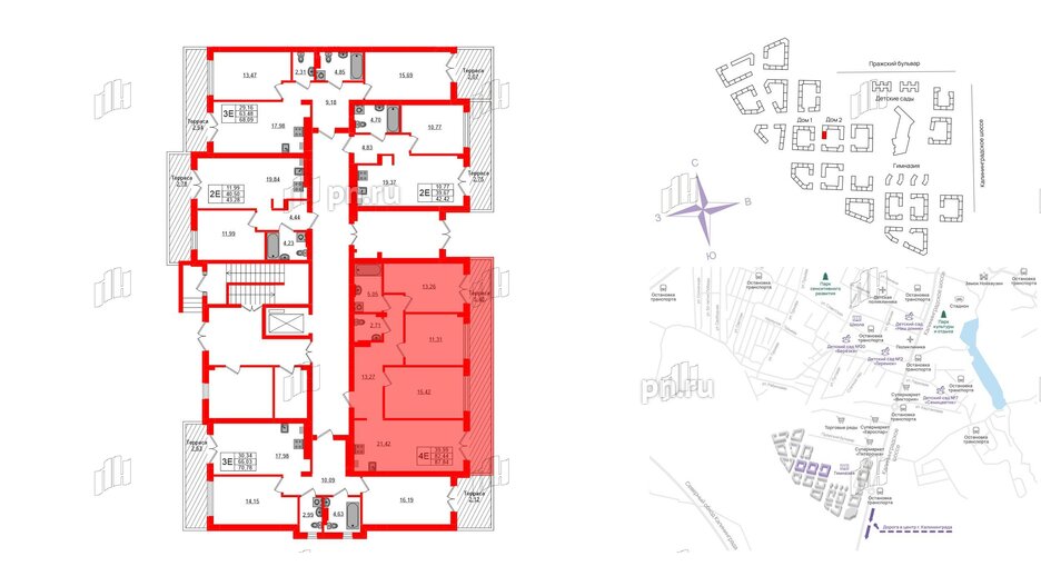 Квартира в ЖК «Включи», 3 комнатная, 87.84 м², 1 этаж