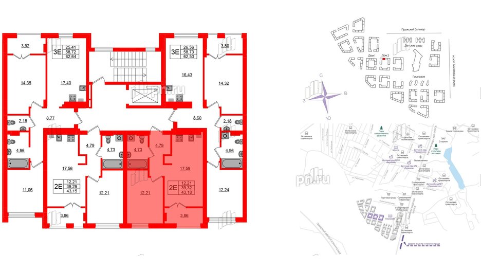 Квартира в ЖК «Включи», 1 комнатная, 43.18 м², 5 этаж