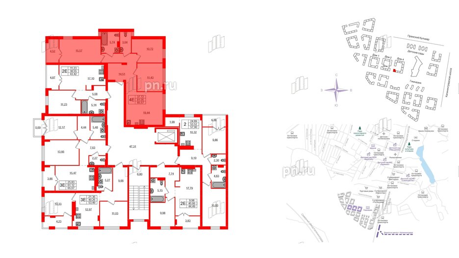 Квартира в ЖК «Включи», 3 комнатная, 85.57 м², 2 этаж