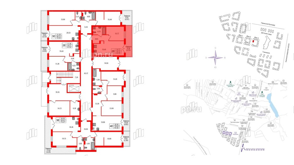 Квартира в ЖК «Включи», 1 комнатная, 42.5 м², 1 этаж