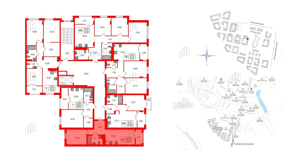 Квартира в ЖК «Включи», 1 комнатная, 43.57 м², 5 этаж