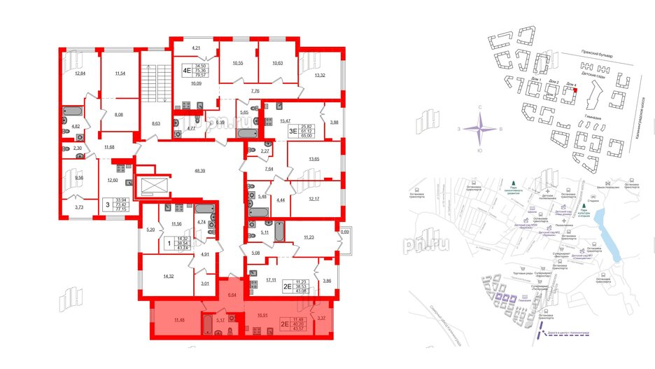 Квартира в ЖК «Включи», 1 комнатная, 43.57 м², 7 этаж