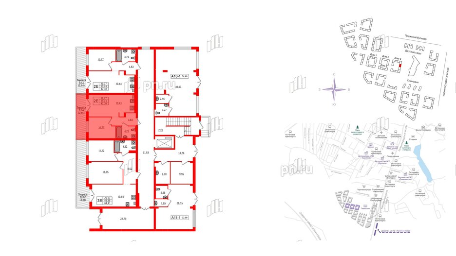 Квартира в ЖК «Включи», 1 комнатная, 42.38 м², 1 этаж