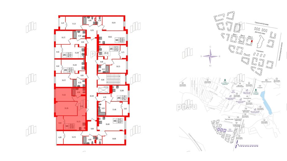 Квартира в ЖК «Включи», 2 комнатная, 60.48 м², 6 этаж