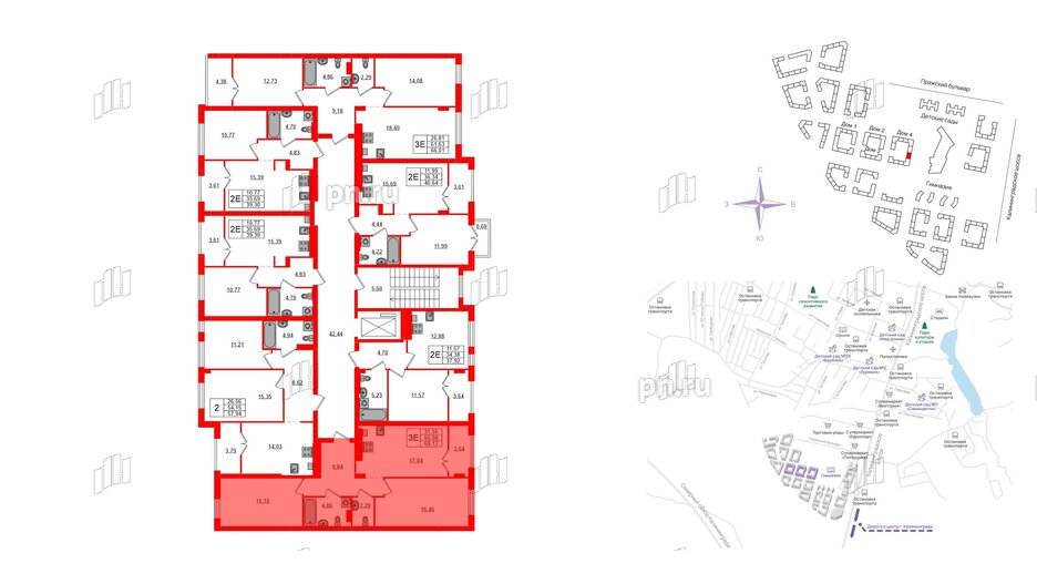 Квартира в ЖК «Включи», 2 комнатная, 69.12 м², 2 этаж