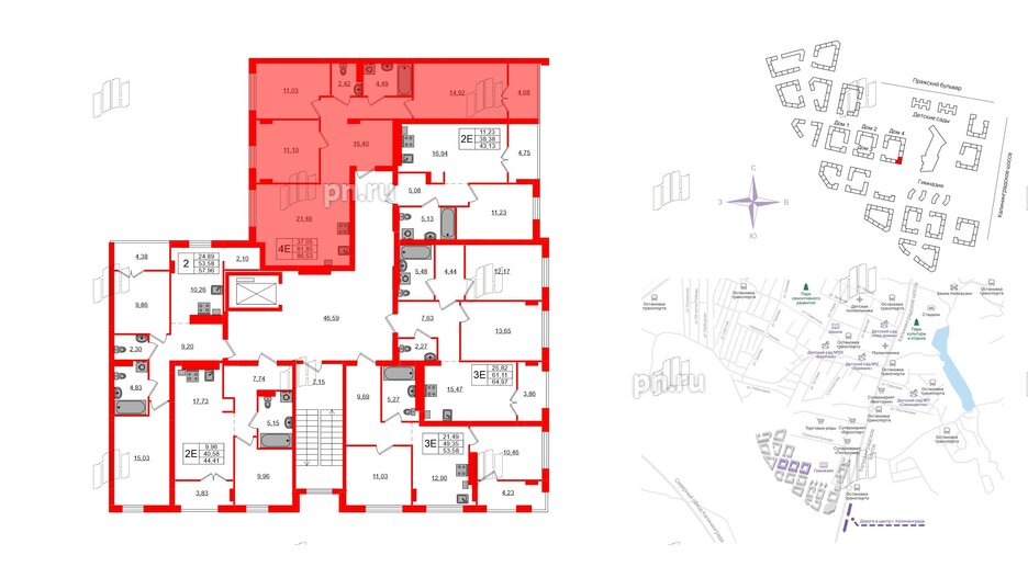 Квартира в ЖК «Включи», 3 комнатная, 86.53 м², 5 этаж