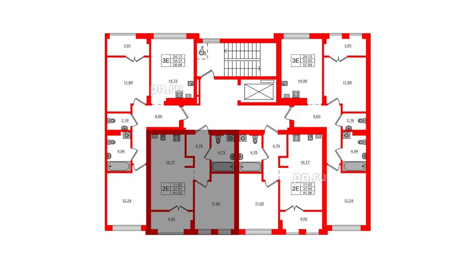 Квартира в ЖК «Включи», 1 комнатная, 41.93 м², 2 этаж