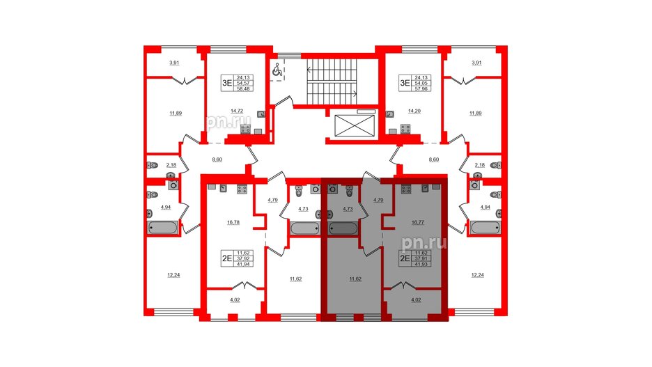 Квартира в ЖК «Включи», 1 комнатная, 41.93 м², 3 этаж