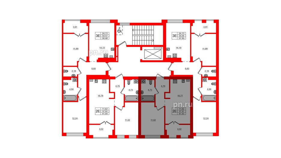 Квартира в ЖК «Включи», 1 комнатная, 41.93 м², 6 этаж