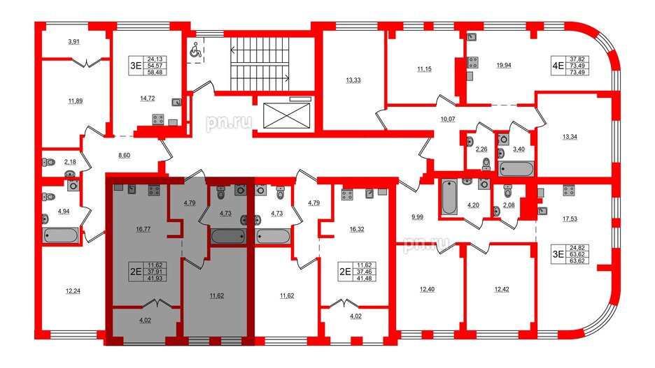 Квартира в ЖК «Включи», 1 комнатная, 41.93 м², 2 этаж