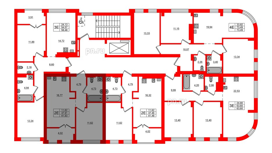 Квартира в ЖК «Включи», 1 комнатная, 41.93 м², 3 этаж