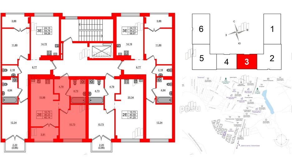 Квартира в ЖК «Включи», 1 комнатная, 40.14 м², 3 этаж