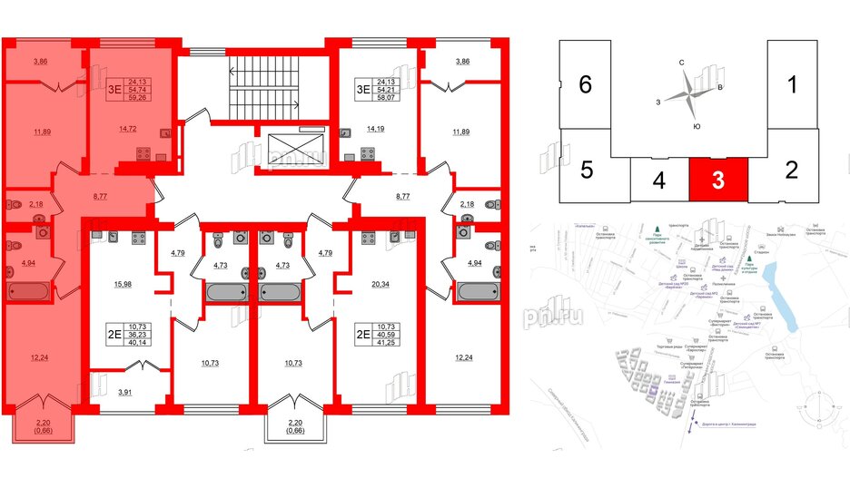 Квартира в ЖК «Включи», 2 комнатная, 59.26 м², 7 этаж