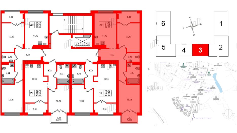 Квартира в ЖК «Включи», 2 комнатная, 58.73 м², 4 этаж