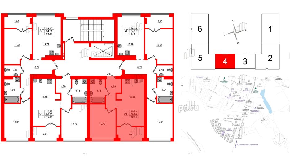 Квартира в ЖК «Включи», 1 комнатная, 40.14 м², 2 этаж