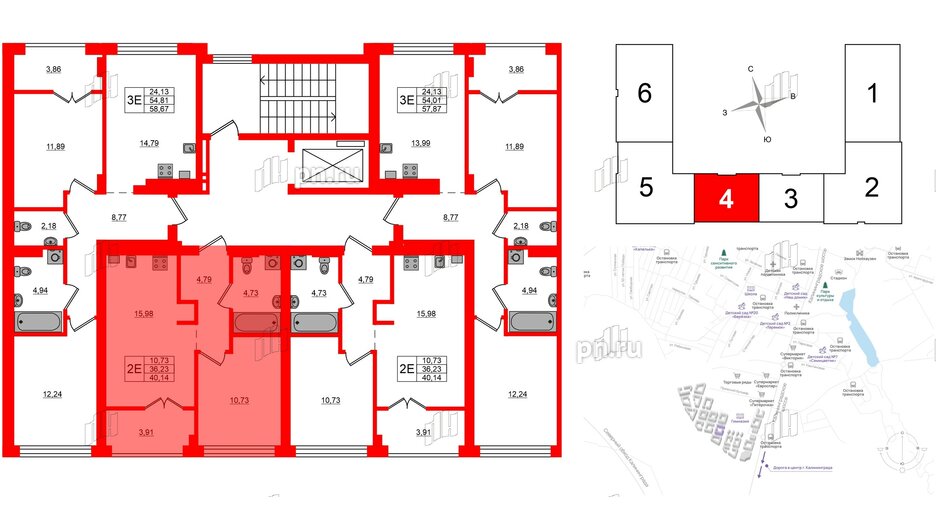 Квартира в ЖК «Включи», 1 комнатная, 40.14 м², 2 этаж