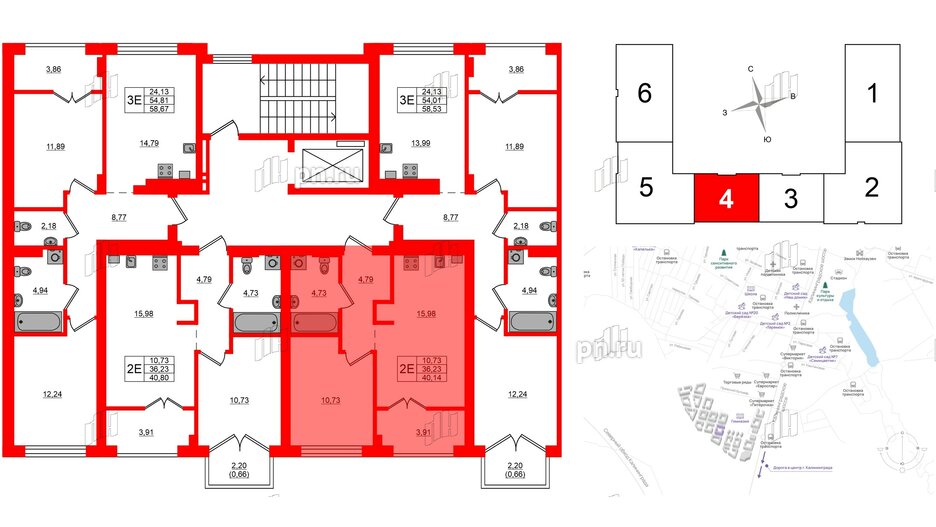 Квартира в ЖК «Включи», 1 комнатная, 40.14 м², 4 этаж