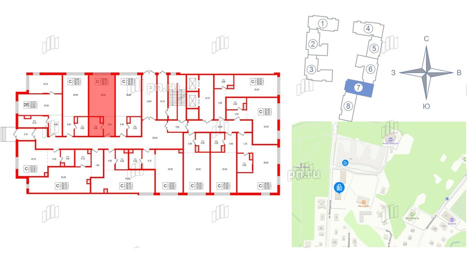 Апартаменты в ЖК Русь-2, студия, 38.1 м², 1 этаж