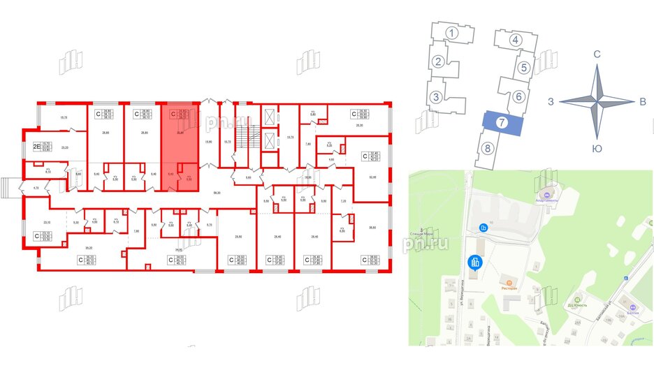 Апартаменты в ЖК Русь-2, студия, 38.1 м², 1 этаж