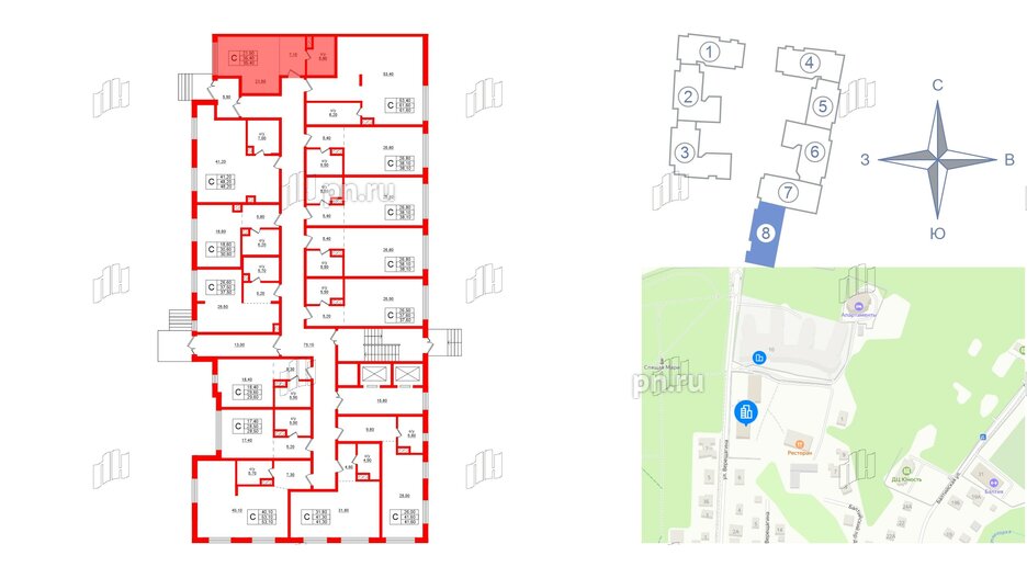 Апартаменты в ЖК Русь-2, студия, 35.4 м², 1 этаж