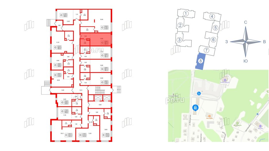 Апартаменты в ЖК Русь-2, студия, 38.1 м², 1 этаж