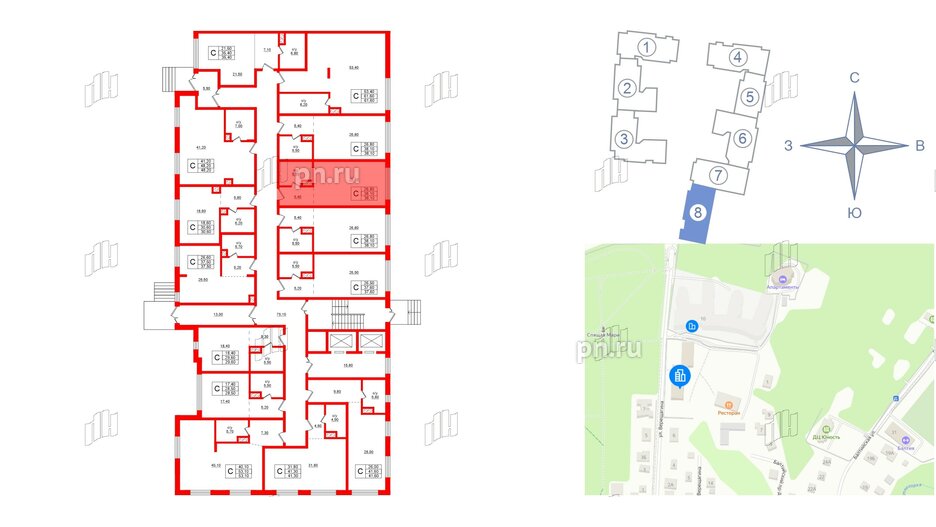 Апартаменты в ЖК Русь-2, студия, 38.1 м², 1 этаж