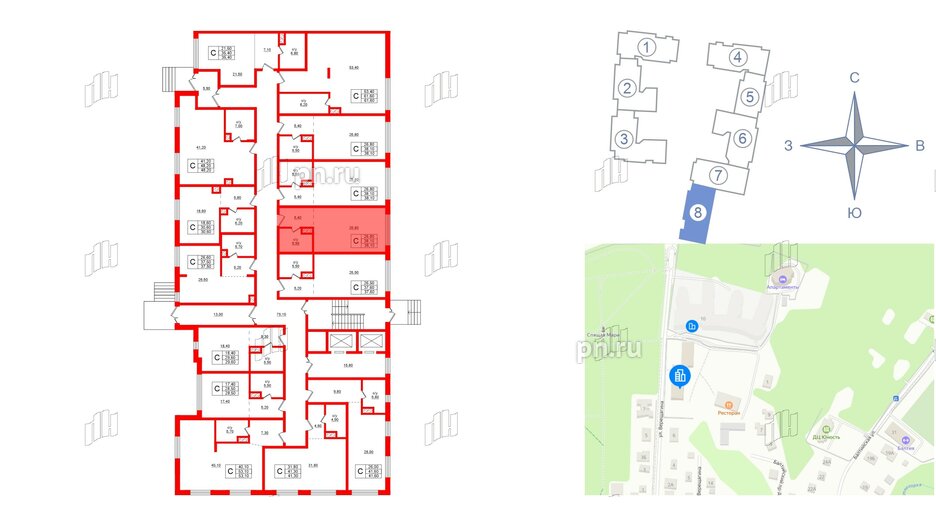 Апартаменты в ЖК Русь-2, студия, 38.1 м², 1 этаж