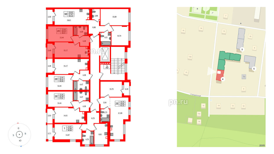 Квартира в ЖК «Новая история», 1 комнатная, 38.51 м², 3 этаж