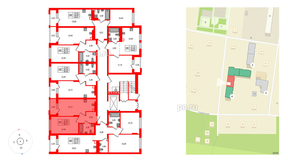 Квартира в ЖК «Новая история», 1 комнатная, 38.51 м², 1 этаж