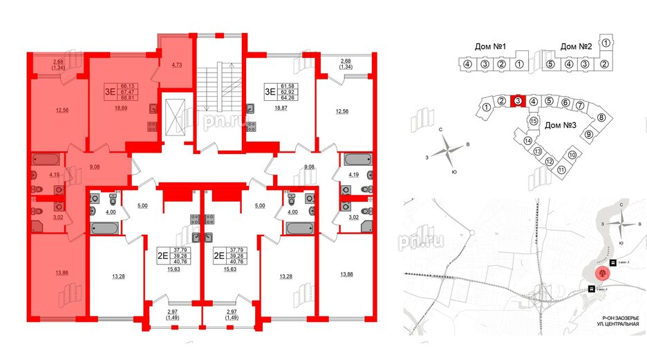 Квартира в ЖК «Расцвет Парк», 2 комнатная, 67.47 м², 4 этаж