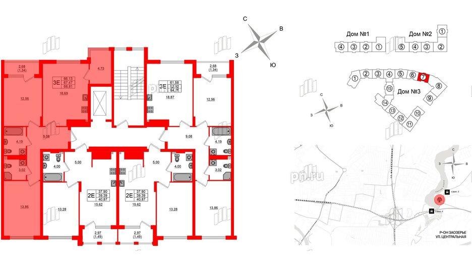 Квартира в ЖК «Расцвет Парк», 2 комнатная, 67.47 м², 2 этаж