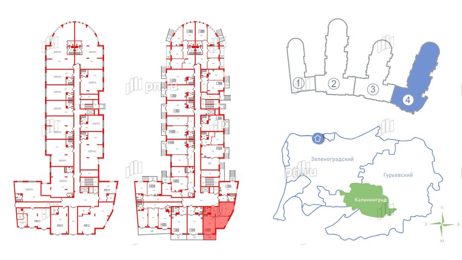 Апартаменты в ЖК «Русь», 2 комнатные, 71.43 м², 1 этаж