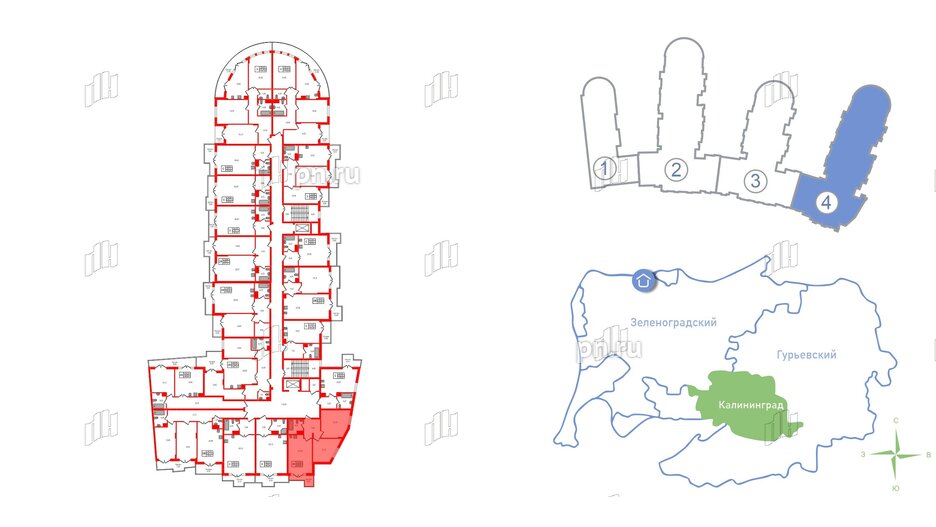 Апартаменты в ЖК «Русь», 2 комнатные, 69.36 м², 3 этаж