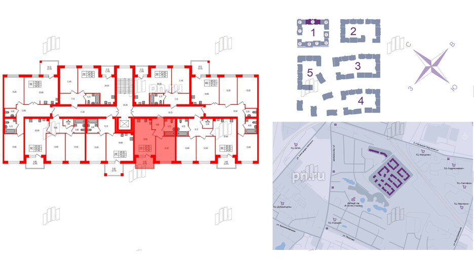 Квартира в ЖК «Сиреневый бульвар», 1 комнатная, 43 м², 4 этаж