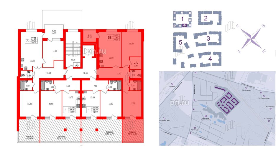 Квартира в ЖК «Сиреневый бульвар», 2 комнатная, 79.8 м², 2 этаж