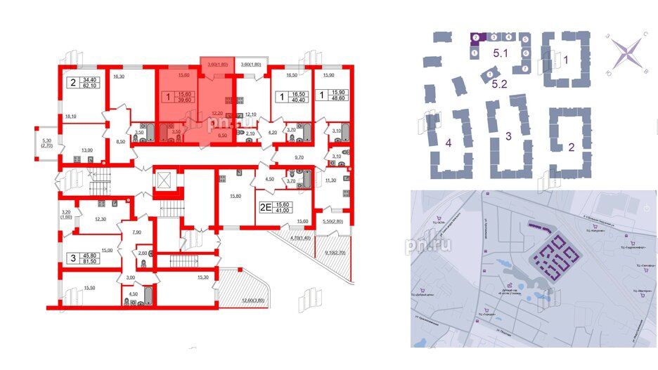 Квартира в ЖК «Сиреневый бульвар», 1 комнатная, 39.6 м², 1 этаж