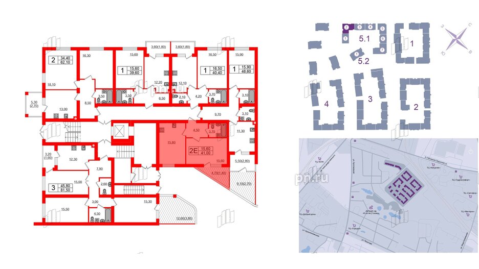 Квартира в ЖК «Сиреневый бульвар», 1 комнатная, 41 м², 1 этаж