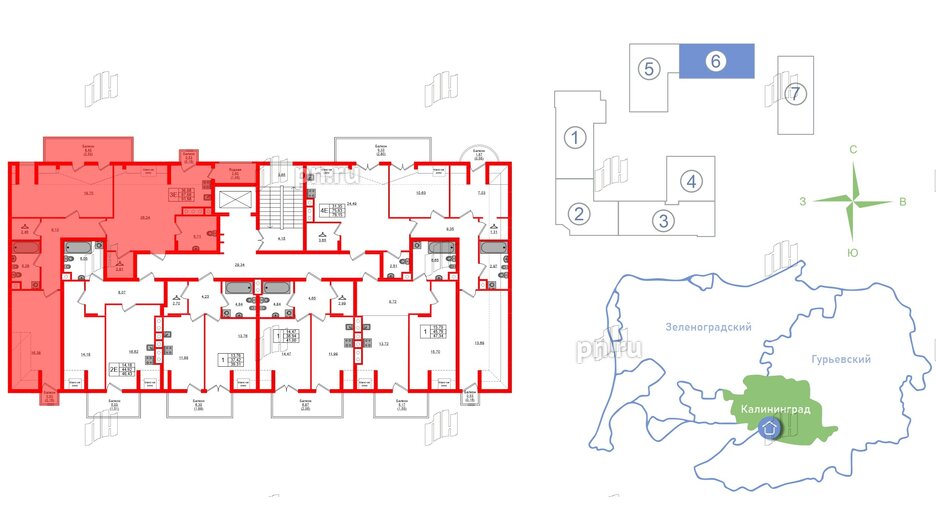 Квартира в ЖК «Фридланд», 2 комнатная, 91.98 м², 7 этаж