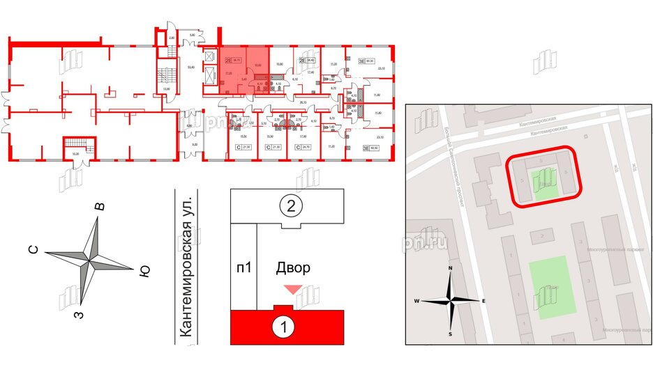 Квартира в ЖК Кантемировская 11, 1 комнатная, 36.7 м², 1 этаж