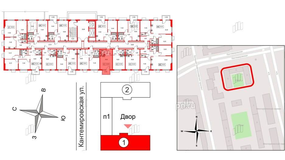 Квартира в ЖК Кантемировская 11, студия, 22.8 м², 2 этаж