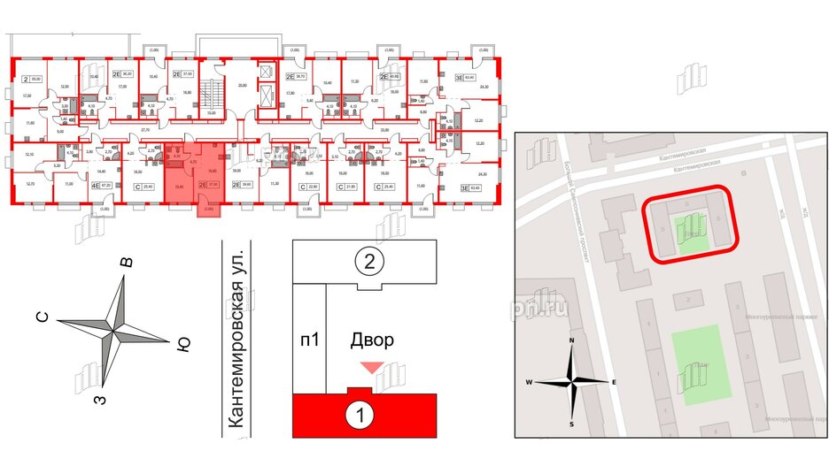 Квартира в ЖК Кантемировская 11, 1 комнатная, 37 м², 2 этаж