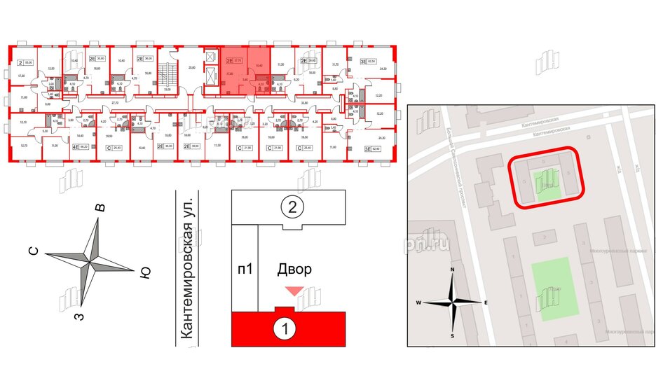 Квартира в ЖК Кантемировская 11, 1 комнатная, 37.7 м², 9 этаж