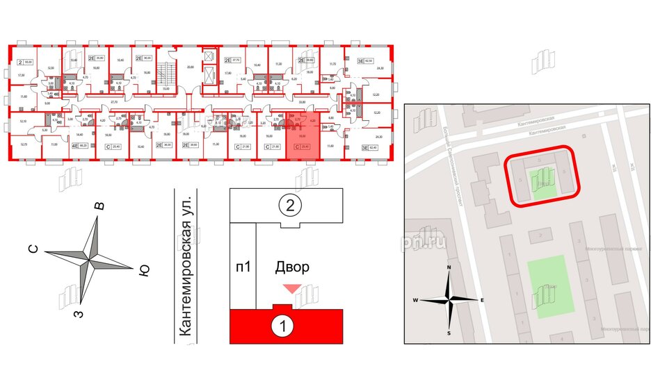 Квартира в ЖК Кантемировская 11, студия, 25.4 м², 3 этаж